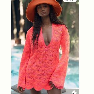 CELANDINE CROCHET LONG-SLEEVE MINI KAFTAN New XS/Small